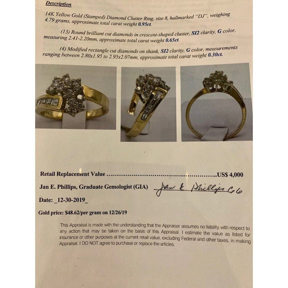 14k Diamond Cluster Ring - Picture 13 of 15
